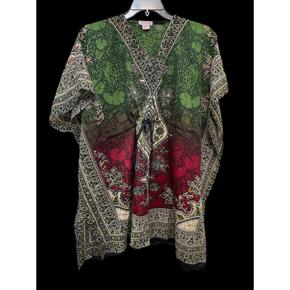 Royal Paisley Women's Blouse Top Shirt One Size Multicolored Light weight Boho